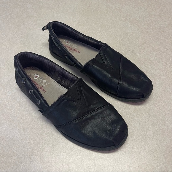 Bobs Sketchers Size 7 Black Loafer Slip On Comfort Shoes Fabric Women - Picture 2 of 8